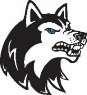 A black and white wolf head
