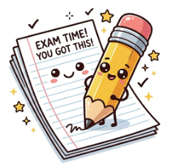 A test paper with a pencil writing the words Exam Time!  You Got This! 